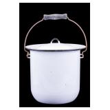 Large Lidded Metal Chamber Pot, 9.5 Inches High