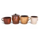 Stoneware Crocks w/ Handles and 1 Lidded Crock