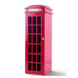 Wooden Red London Telephone Booth 3-Tiered Cabinet