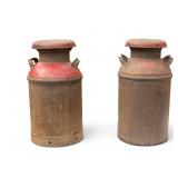 2 Metal Milk Cans, 25 Inches Tall