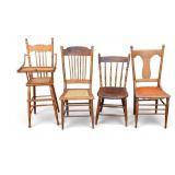 Victorian Oak Chairs and High Chair