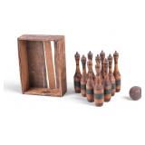 Vintage Wood Table Skittles or Bowling Set
