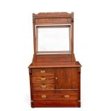 Early Carved Cherry Floral Dresser with Mirror