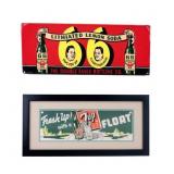 Lith-Lemon Soda Metal Sign and Framed 7-Up Ad