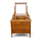 Victorian Inlay Oak Dresser and Mirror