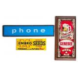 Advertising Signs w/ Seeds, Phone, Beer