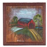 18/19c Wood Panel Folk Art Painting