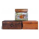 Painted Wood Lap Desk and Storage Trunks