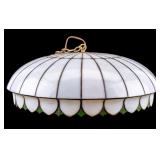 Vintage Three-Light Stained Glass Hanging Lamp
