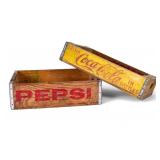 Vintage Coca-Cola and Pepsi Wooden Soda Crates