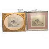 2 PE Felix Antique French Nude w/ Monkey Lithos
