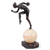 Bronze Female Discus Thrower on Marble