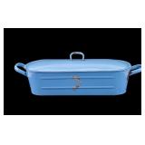 Vintage Blue Enamel Fish Poacher W/ Rack & Lid