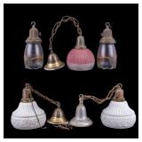 5 Vintage Glass Pendant Lights Assorted Styles
