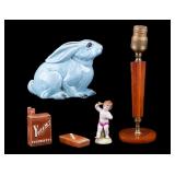 Ceramic Bunny Planter, Cigarette and Matched Salts