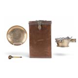Persian Copper Box w/ Lid + Chinese Charcoal Pan