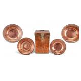 Antique Afghan Copper Box w/ Lid, 4 Chargers