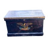 Antique Painted Military Foot Locker / Chest