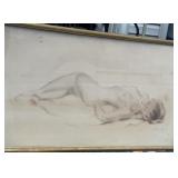 Nude Female Reclining Painting, Signed