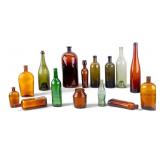Vintage Brown and Green Glass Bottles