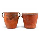 2 Red Clay Handled Pots