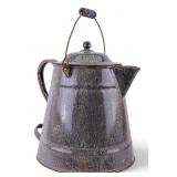 Large Vintage Gray Graniteware Water Kettle 14"