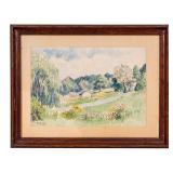 Signed Watercolor Landscape attr EF Shields