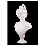 Carved Alabaster Victorian Young Lady on Stand