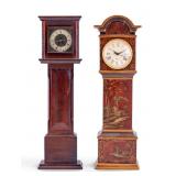 Two Miniature Grandfather Clocks