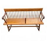 19th C Windsor Mammy Bench w/ Rocker Guard
