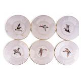 6 Vintage Clear Glass Game Bird Plates