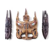 Carved Tourist Trade Asian Mask / Plaque
