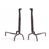 Pr 19th C Wrought Iron Fireplace Andirons