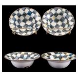 4 MacKenzie-Childs Courtly Check Rimmed Bowls