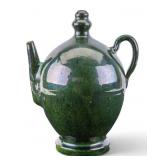 19th C Cadogan Puzzle Teapot in Green Glaze