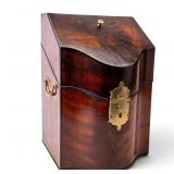 Antique Georgian Mahogany Knife Box With Key