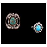 Native Style Sterling Silver & Turquoise Rings (2)