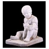 1985 Henri Studio Child w/ Cat Garden Statue