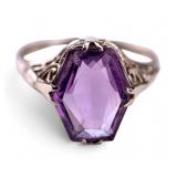 14K Gold Filigree Amethyst Ring, 2.36 Grams