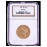 1847 $10 Liberty Gold Coin