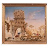 Early 19th C French Tapestry Embroidered & Painted