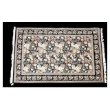 Black Botanical Wool Area Rug
