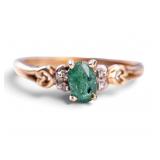10K Yellow Gold Emerald & Diamond Victorian Ring