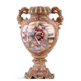 Japanese Large Satsuma Moriage Earthenware Urn