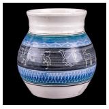 Signed Peter B Jones Panoramic Animal Story Pot