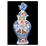 Antique Delft Polychrome Lidded Vase