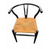 Hans Wegner Wishbone Chair Black Frame Cord Seat