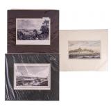 3 Antique English Engravings of Towns