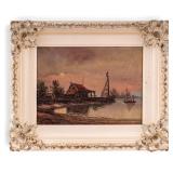 Signed 19th Century Oil Painting in Gesso Frame