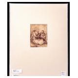 1860 British Original Ink Drawing Sepia Narrative